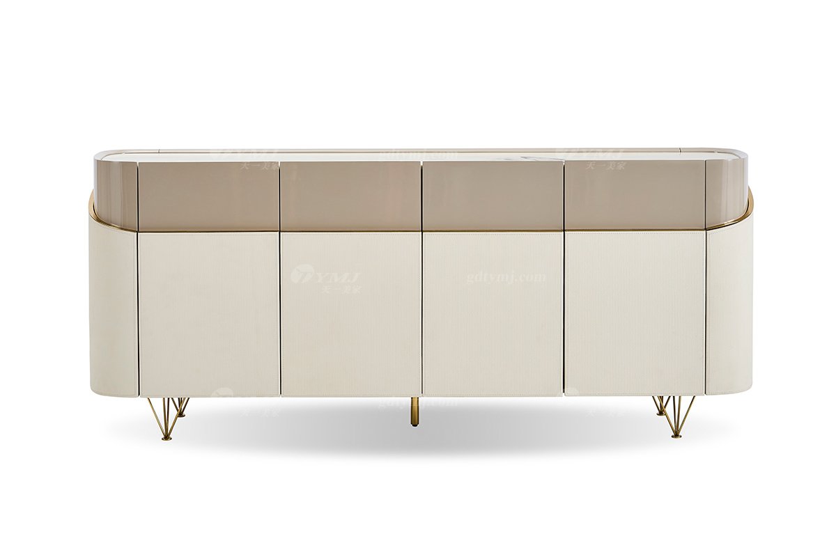 意式輕奢家具高端別墅會(huì)所豪宅家用時(shí)尚奢華天然大理石米色餐邊柜